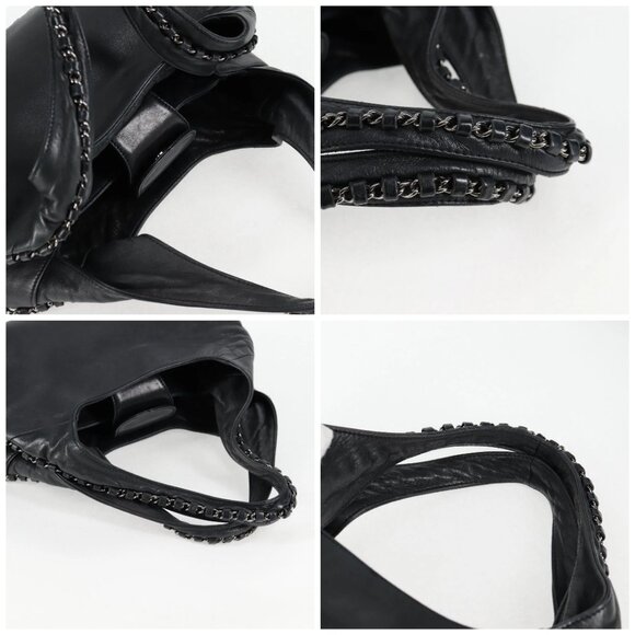 CHANEL Chain Hand Bag Lamb Skin Black Gold CC Auth PP536V - Picture 16 of 16